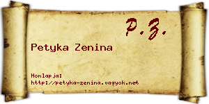 Petyka Zenina névjegykártya